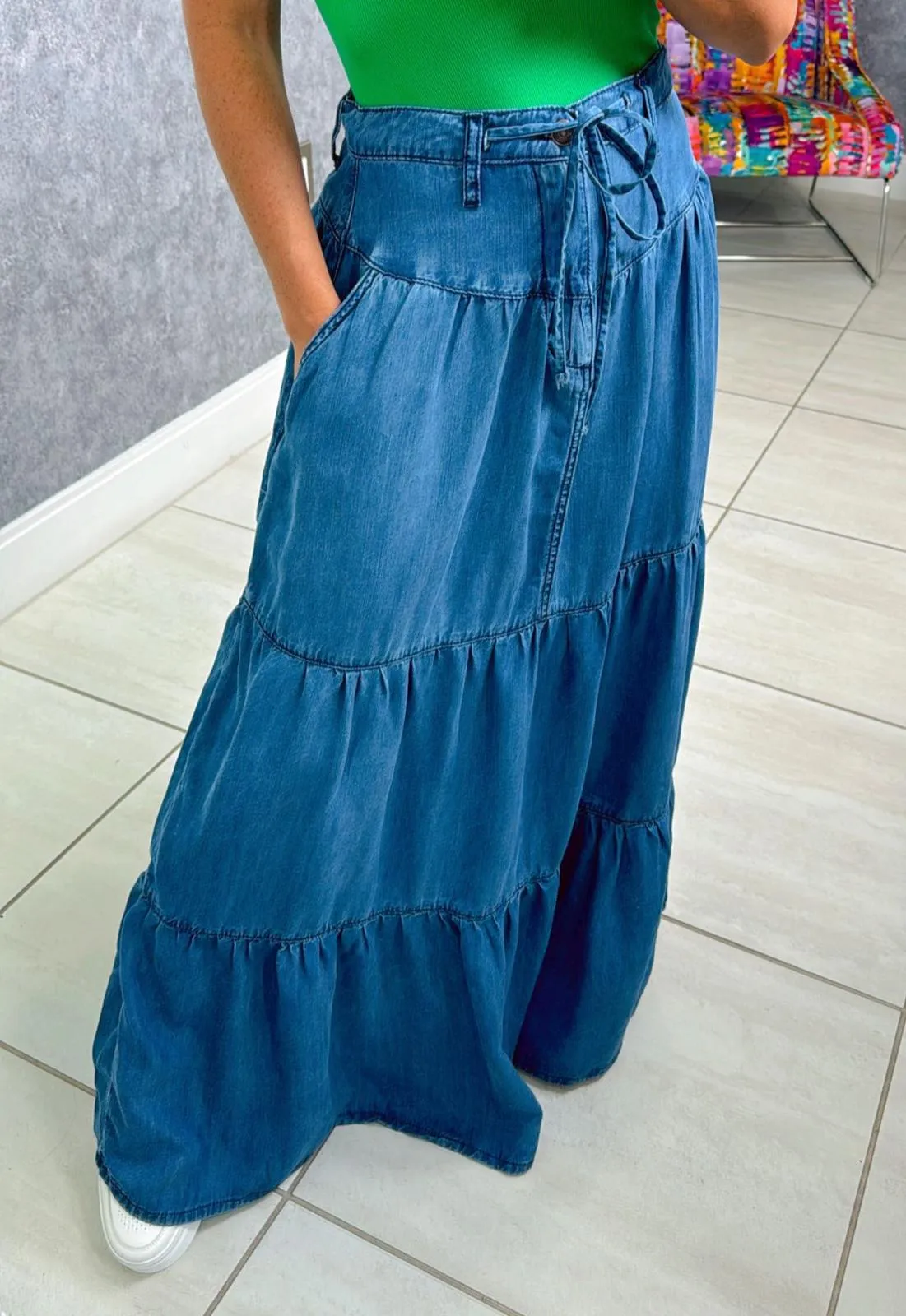 6079 Denim maxi skirt