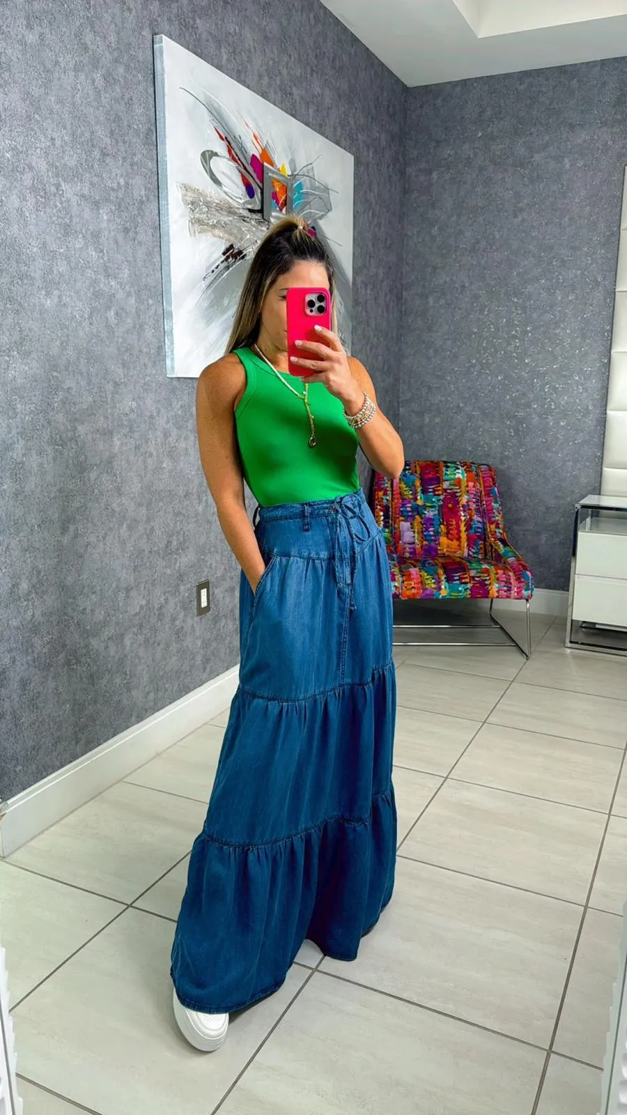 6079 Denim maxi skirt