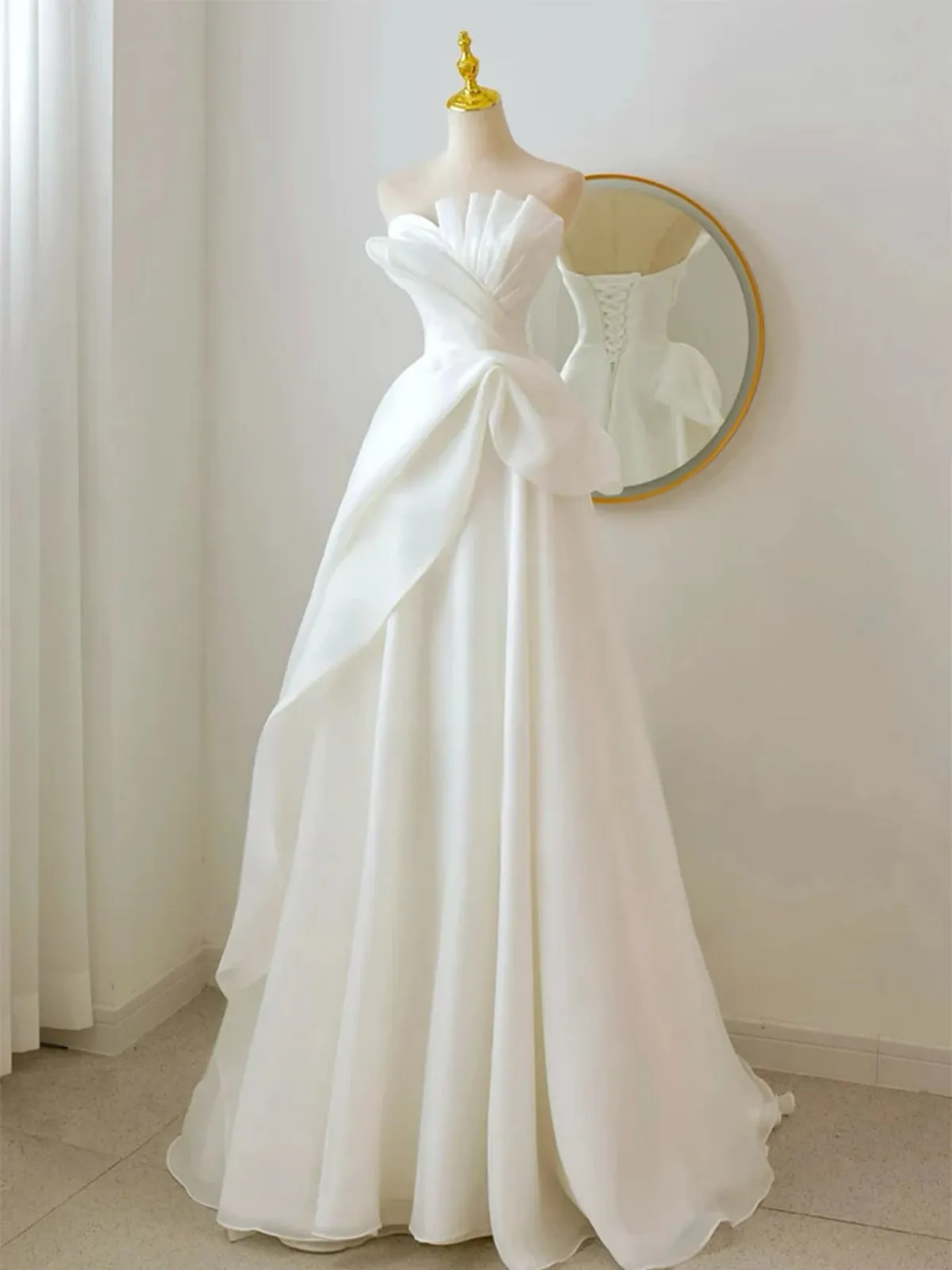 A Line White Wedding Dresses, A Line White Prom Formal Dresses