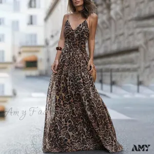 Amy Fashion - Gorgeous Slim Sleeveless Chiffon Long Maxi Dresses