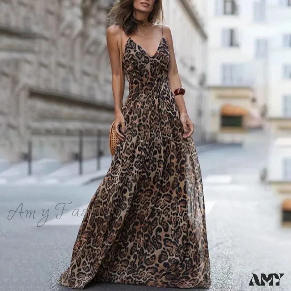 Amy Fashion - Gorgeous Slim Sleeveless Chiffon Long Maxi Dresses