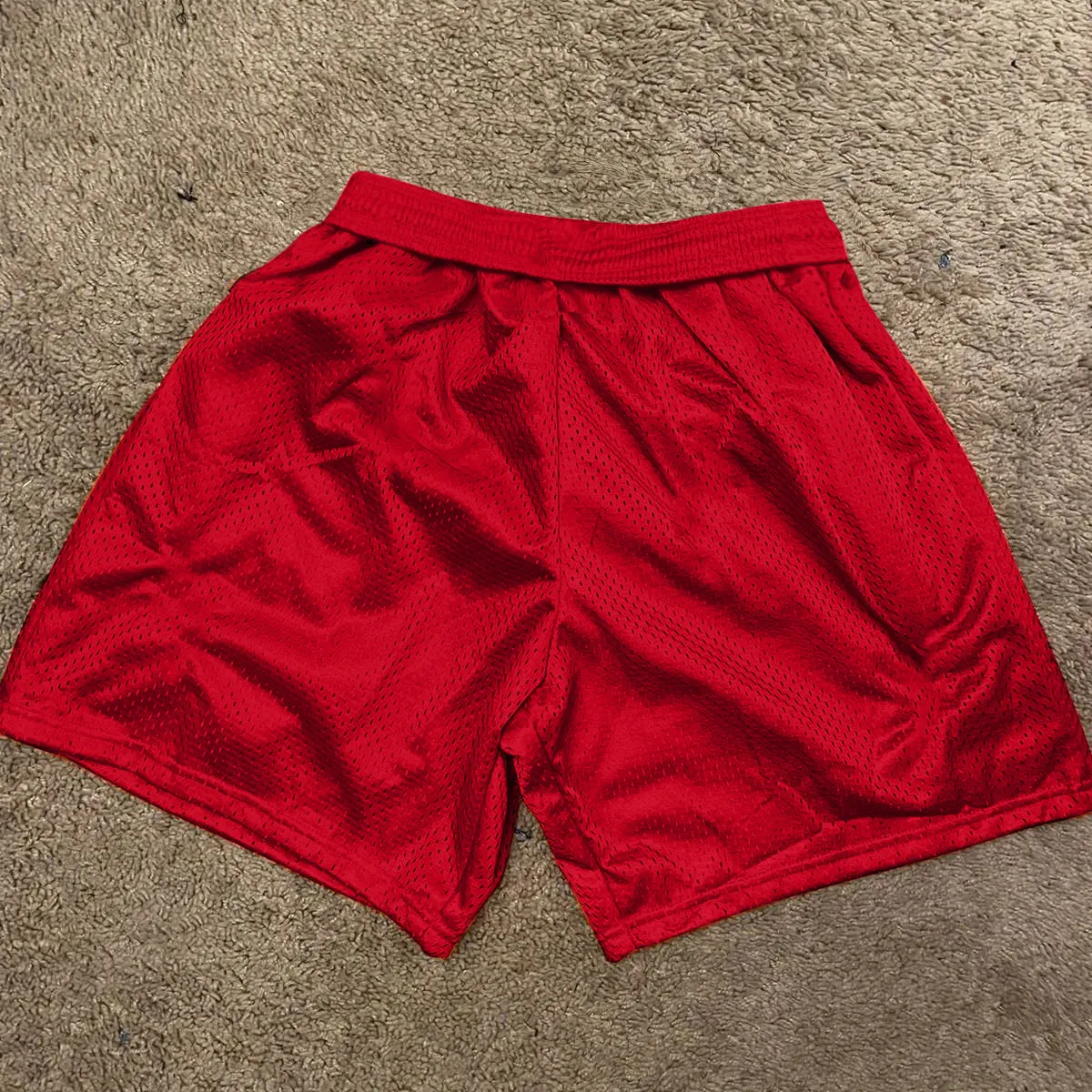 Angel Print Vintage Mesh Track Shorts