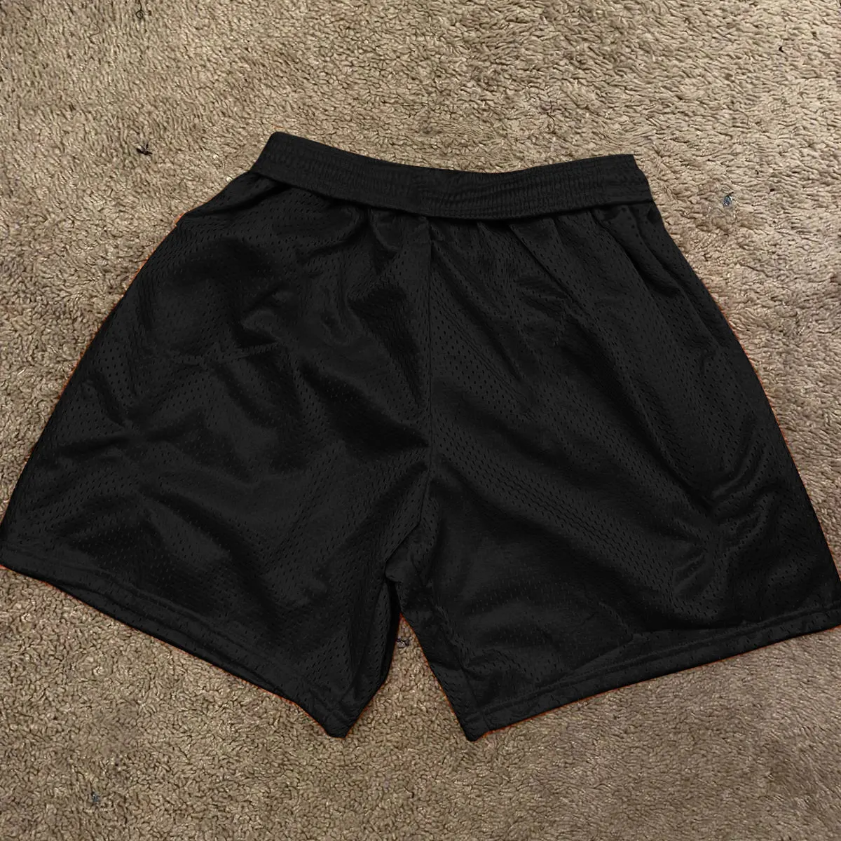 Angel Print Vintage Mesh Track Shorts