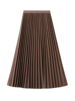 Autumn and Winter Woolen Slim Elastic Waist Pleated Skirt