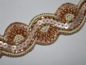 Baby Pink Sequins Handwork Embroidered Border