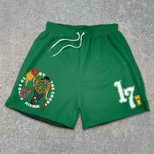 basketball-patterned sports mesh shorts