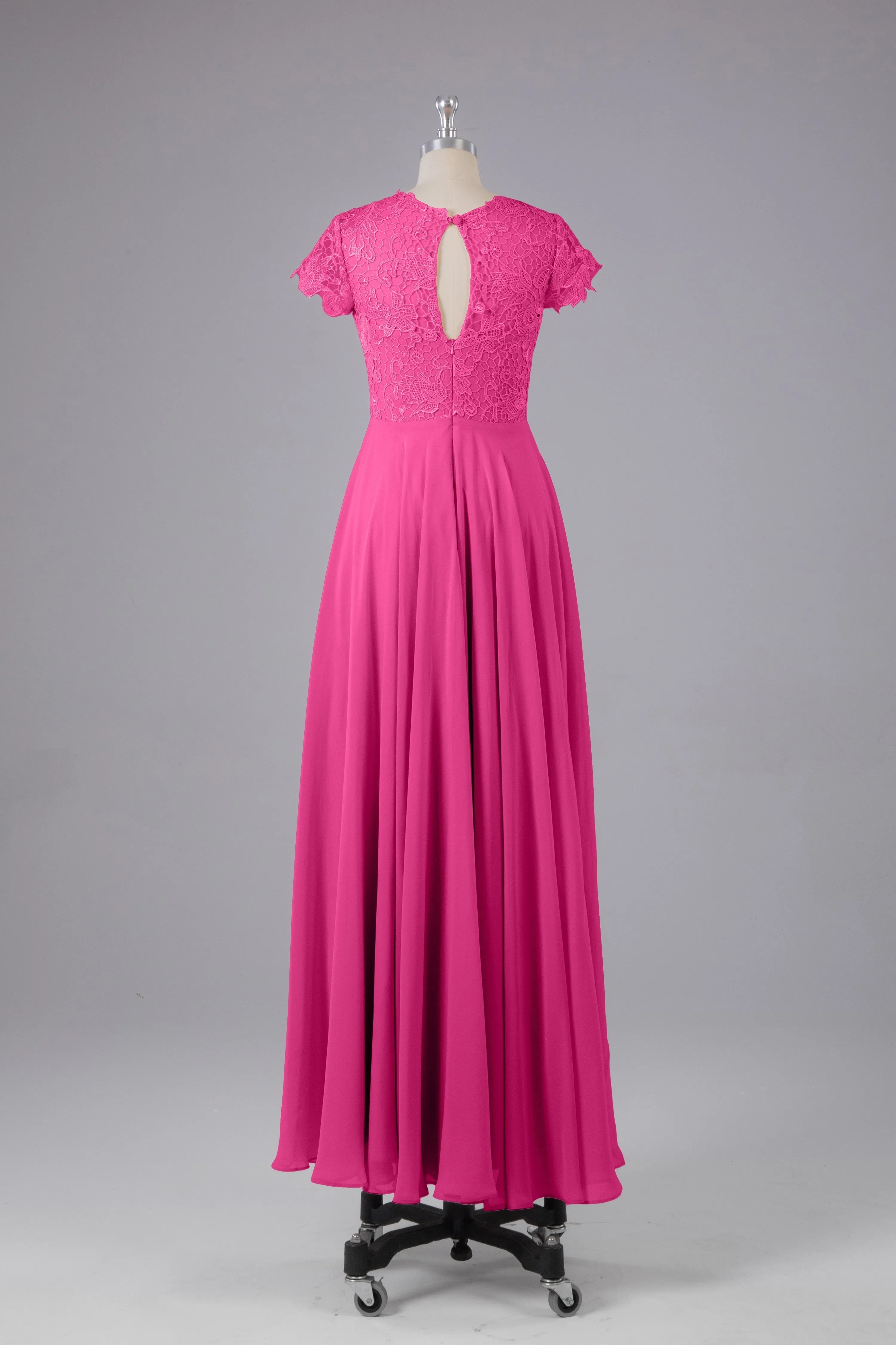 Beautiful A-Line Cap Sleeves Long Bridesmaid Dresses With Pockets