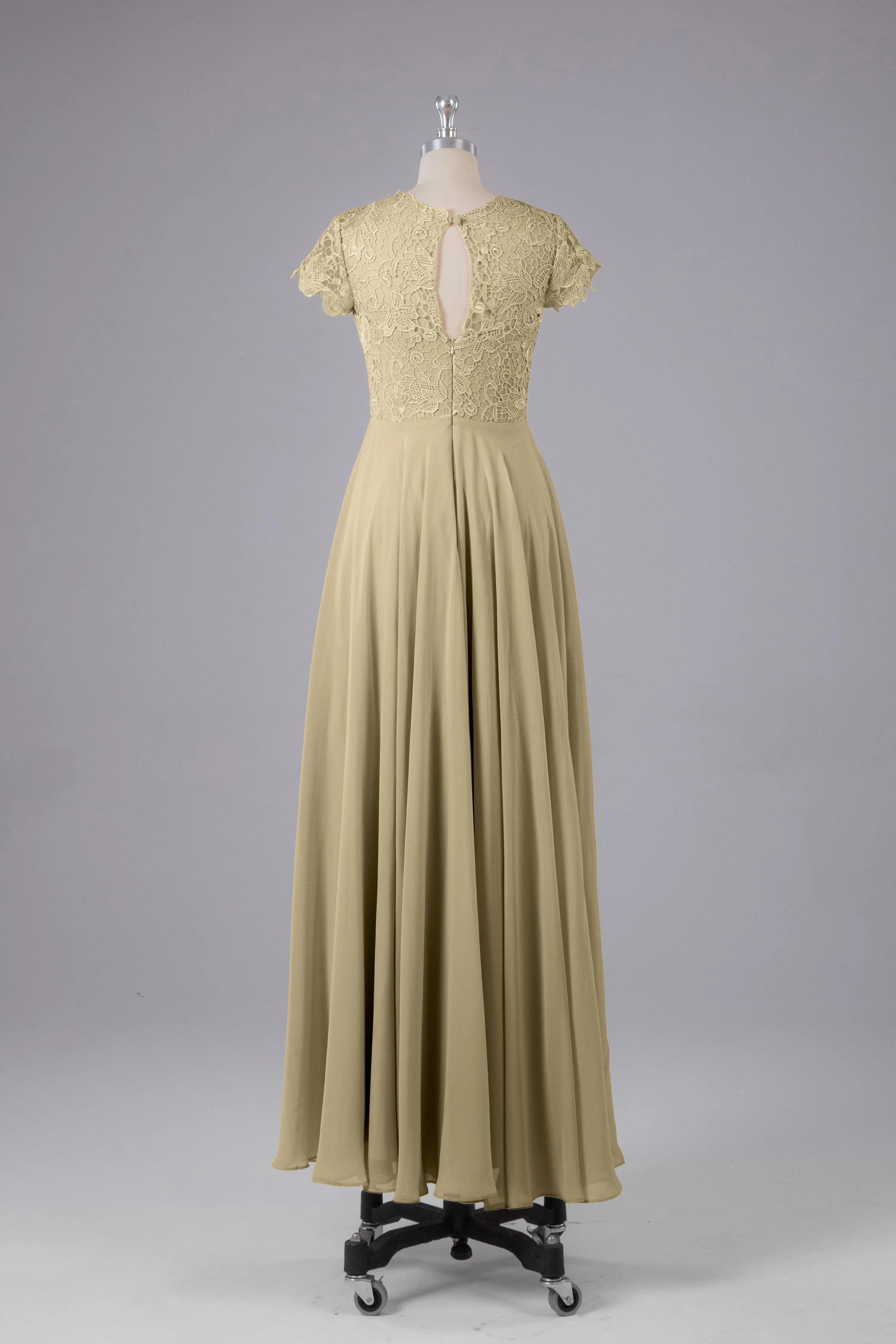Beautiful A-Line Cap Sleeves Long Bridesmaid Dresses With Pockets
