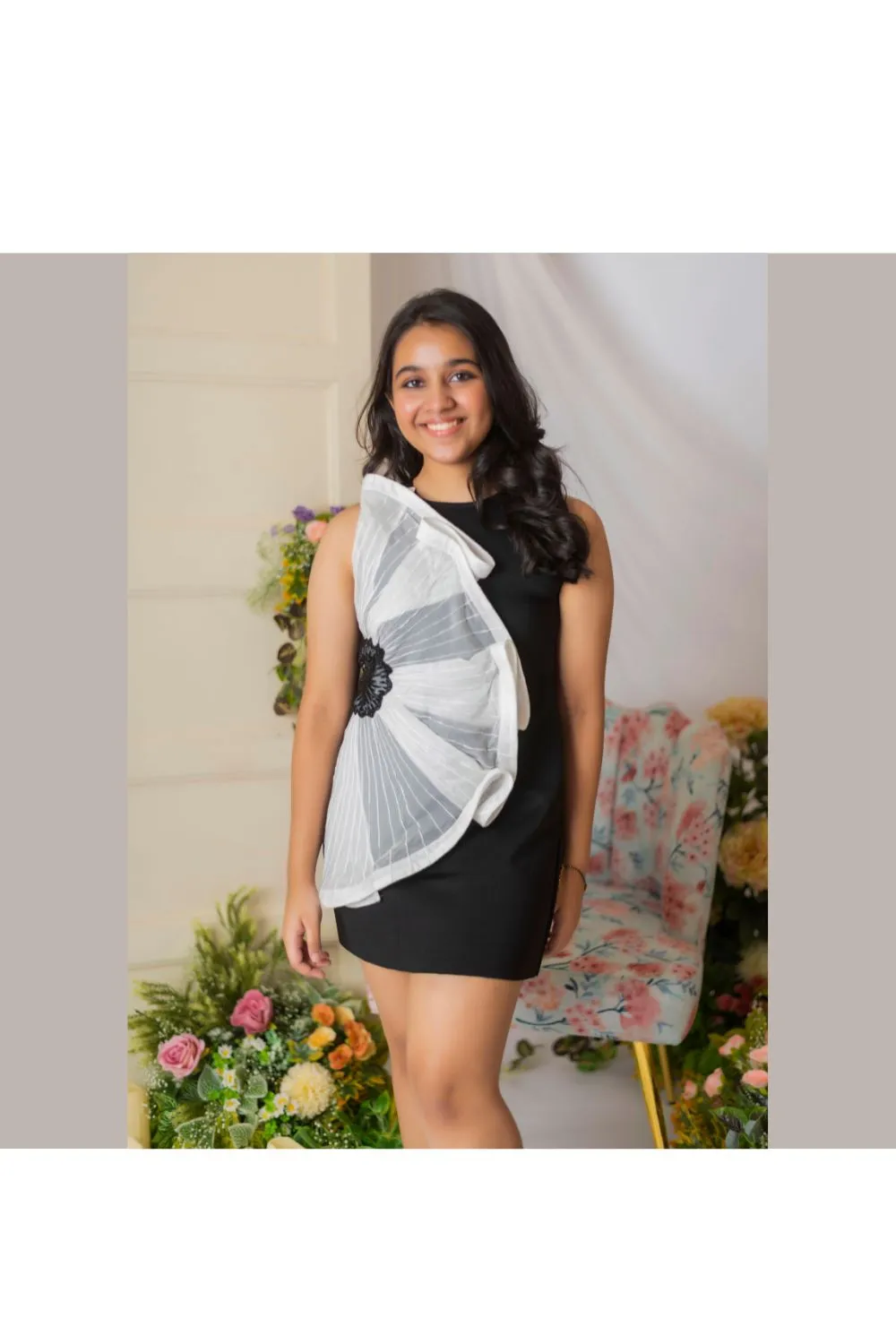 Black And White Embroidered Dress