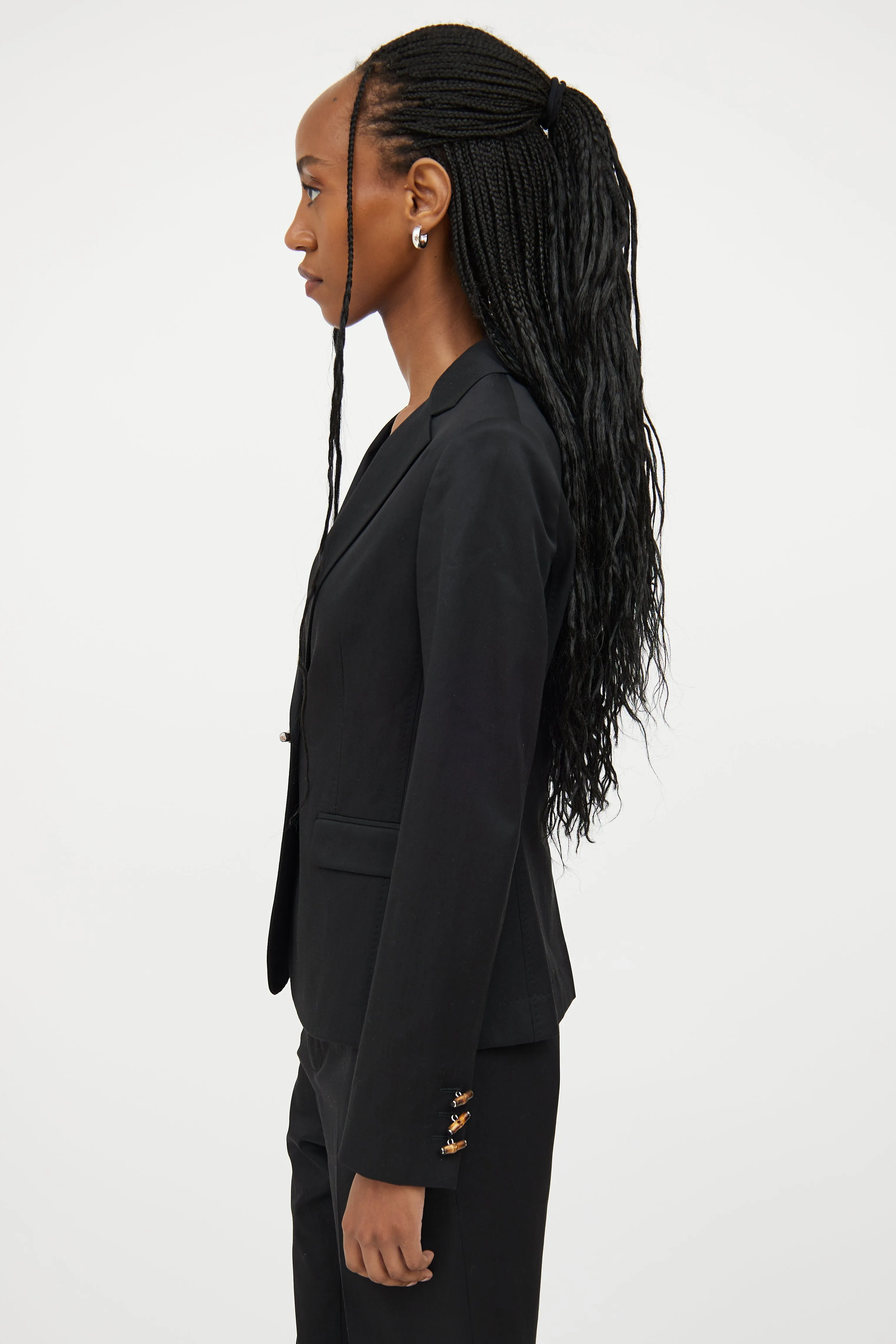 Black Bamboo Detail Blazer & Pant Set