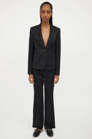Black Bamboo Detail Blazer & Pant Set