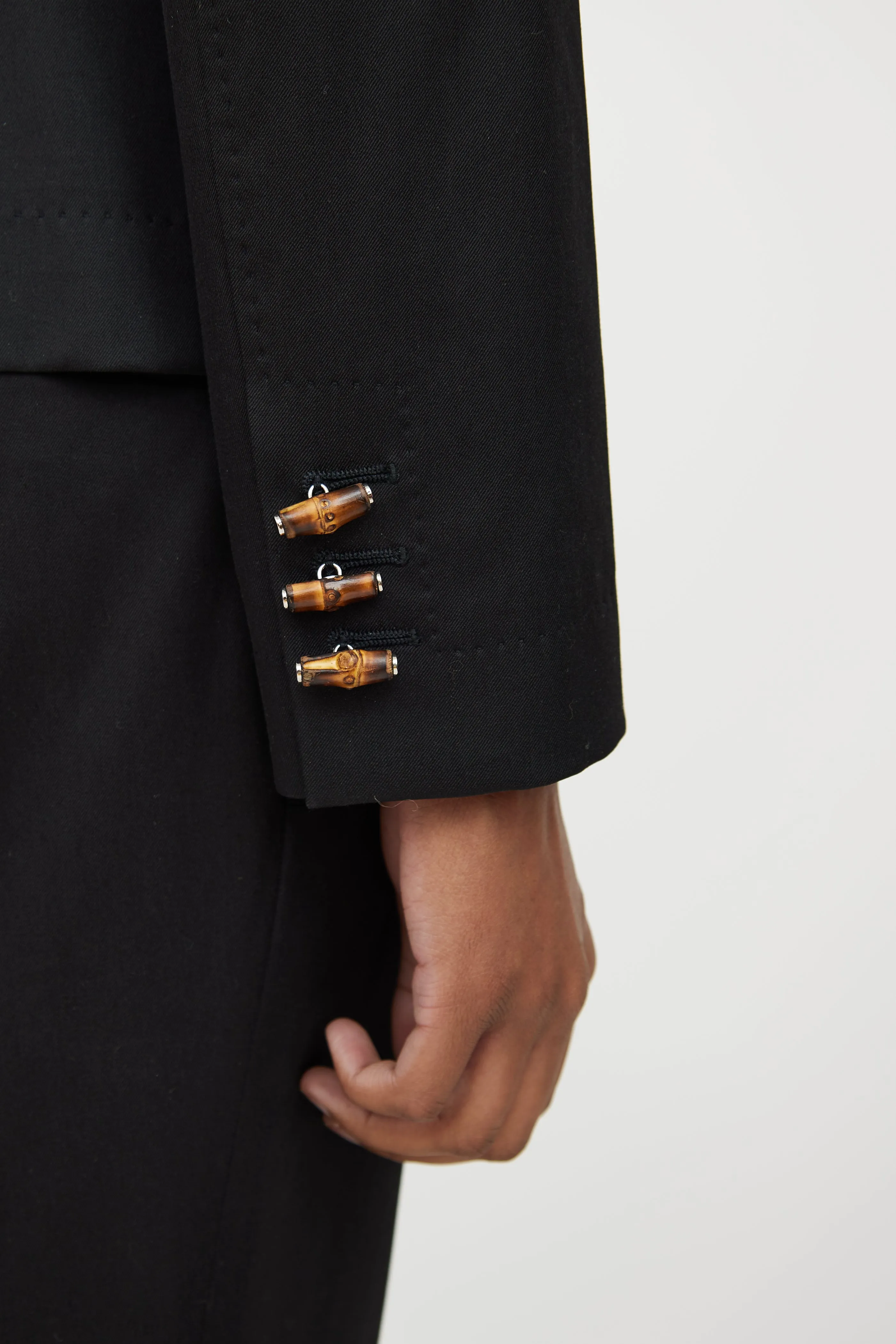 Black Bamboo Detail Blazer & Pant Set