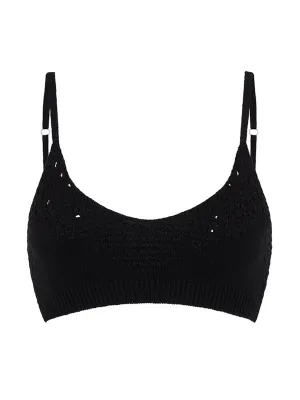 Black crochet cashmere bralette