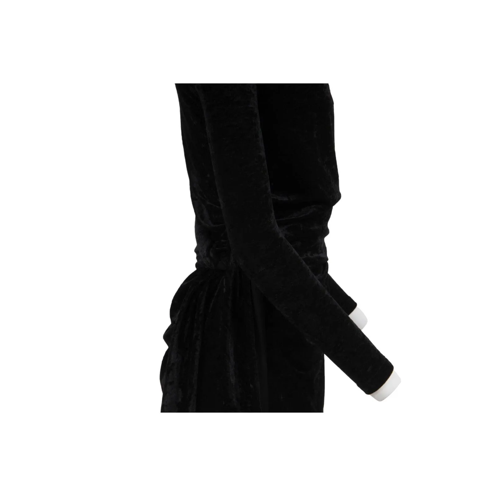 Black Crushed Velvet Tie Back Off Shoulder Wrap Mini Dress