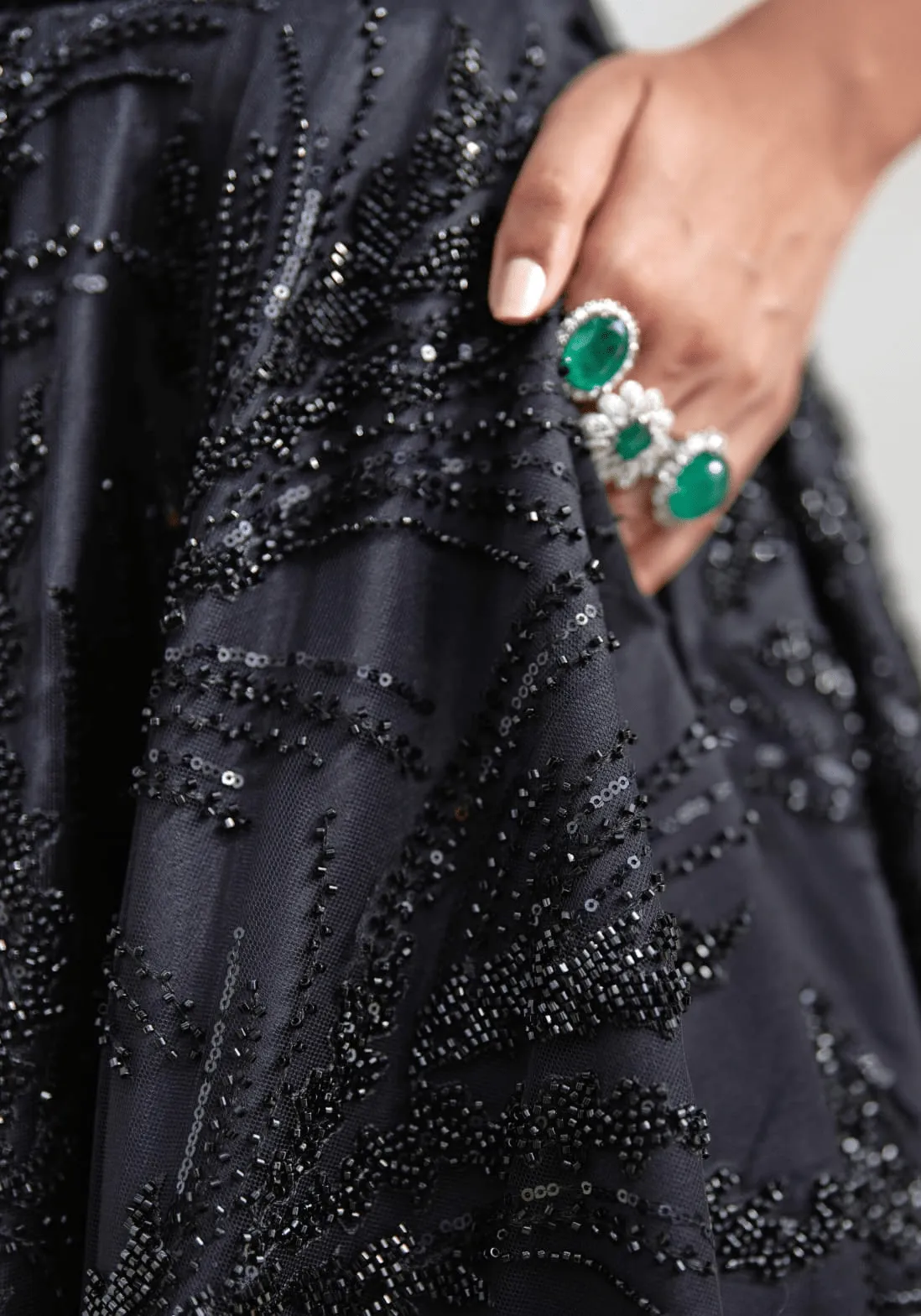 Black Embroidered Lehenga Set