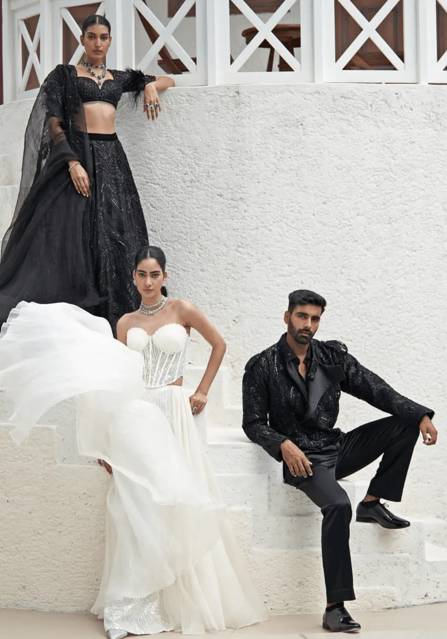 Black Embroidered Lehenga Set