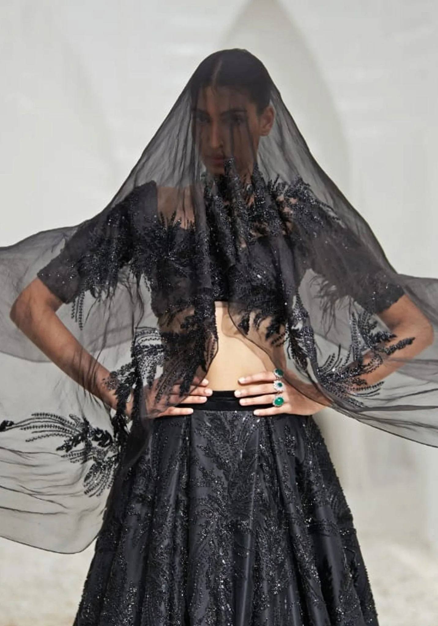 Black Embroidered Lehenga Set