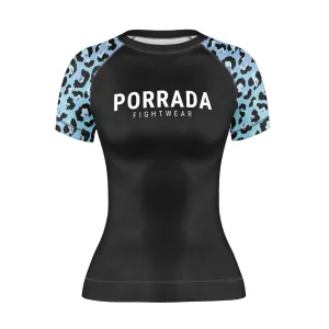 BLUE LEOPARD WOMEN SHORT SLEEVE RASH GUARD