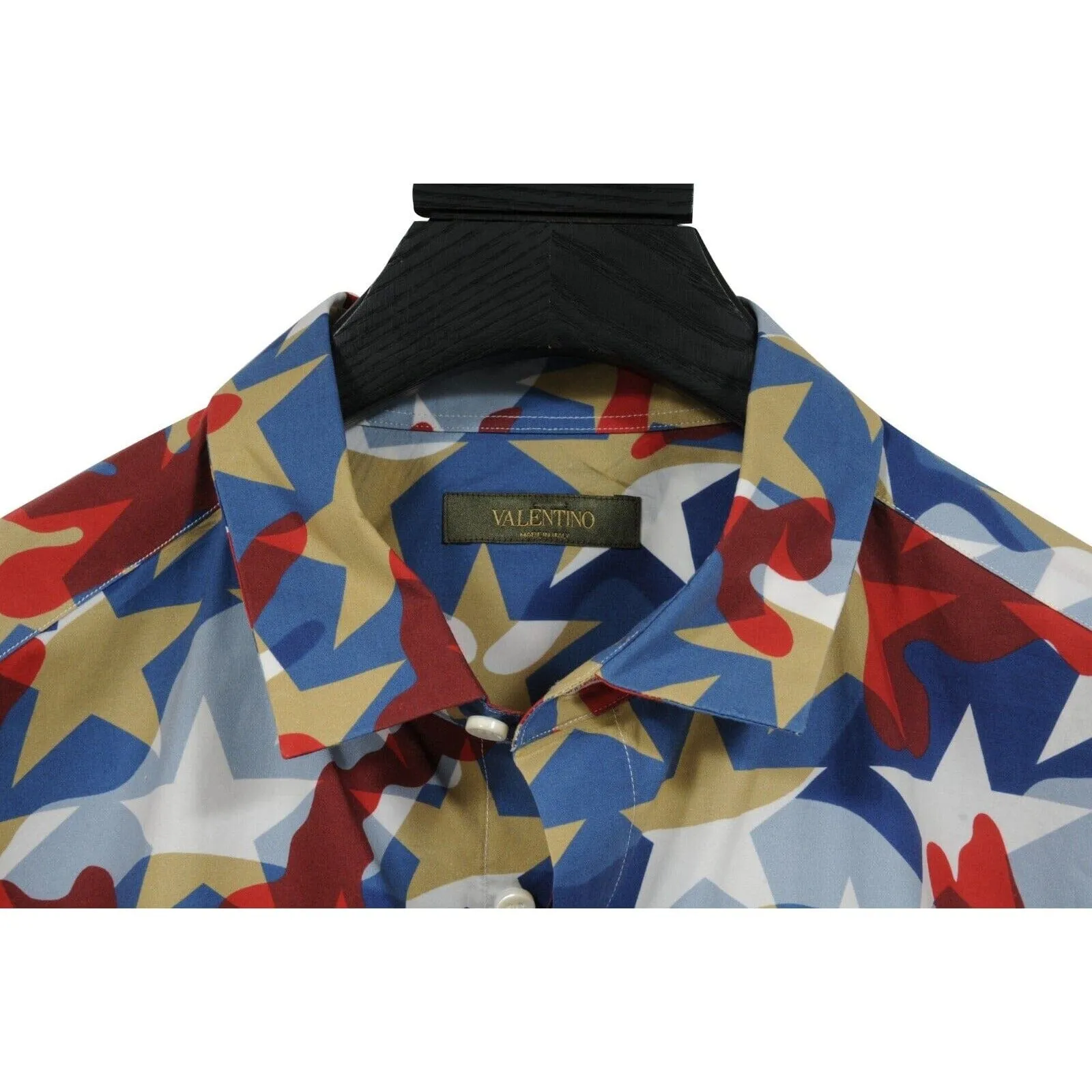 Blue Red Camo Star Button Down Shirt