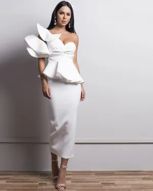 Bridesmaid gown One-Shoulder Backless Dresses Female Elegant Ruffle Mermaid Dress