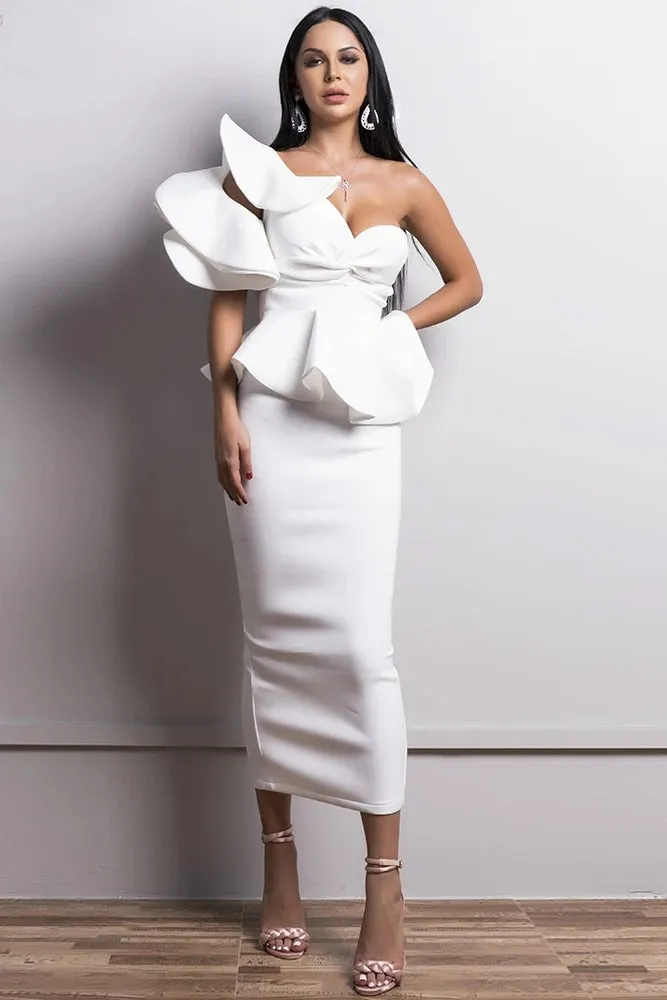 Bridesmaid gown One-Shoulder Backless Dresses Female Elegant Ruffle Mermaid Dress