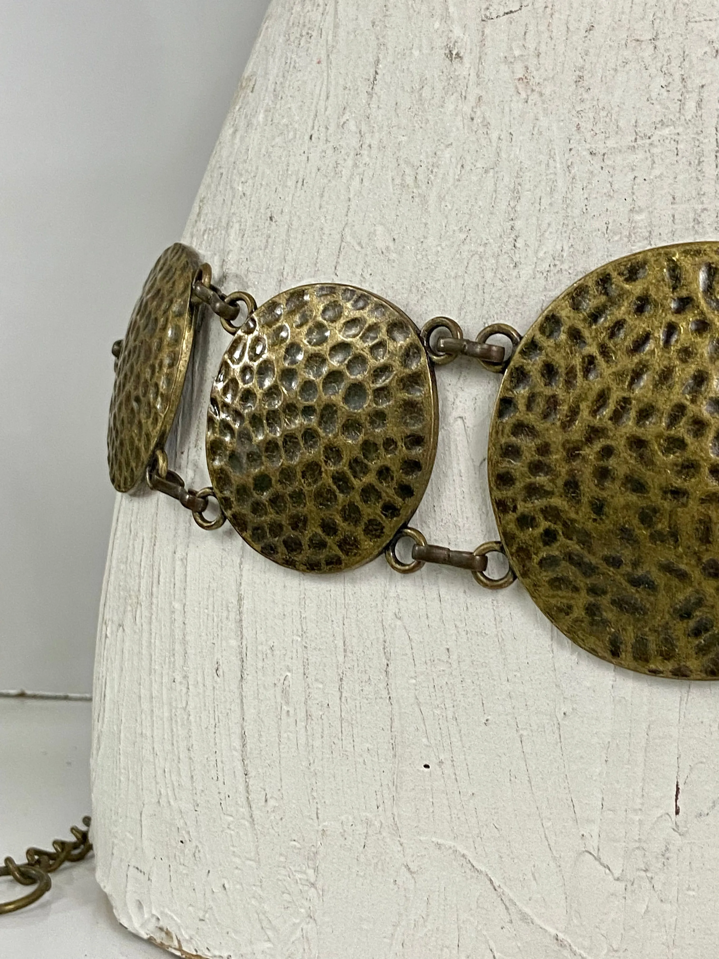 Bronze hammered circle belt