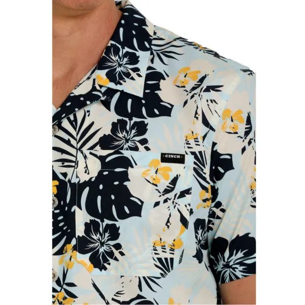 Cinch® Men's Camp Print Light Blue Button Down Shirt MTW1401002