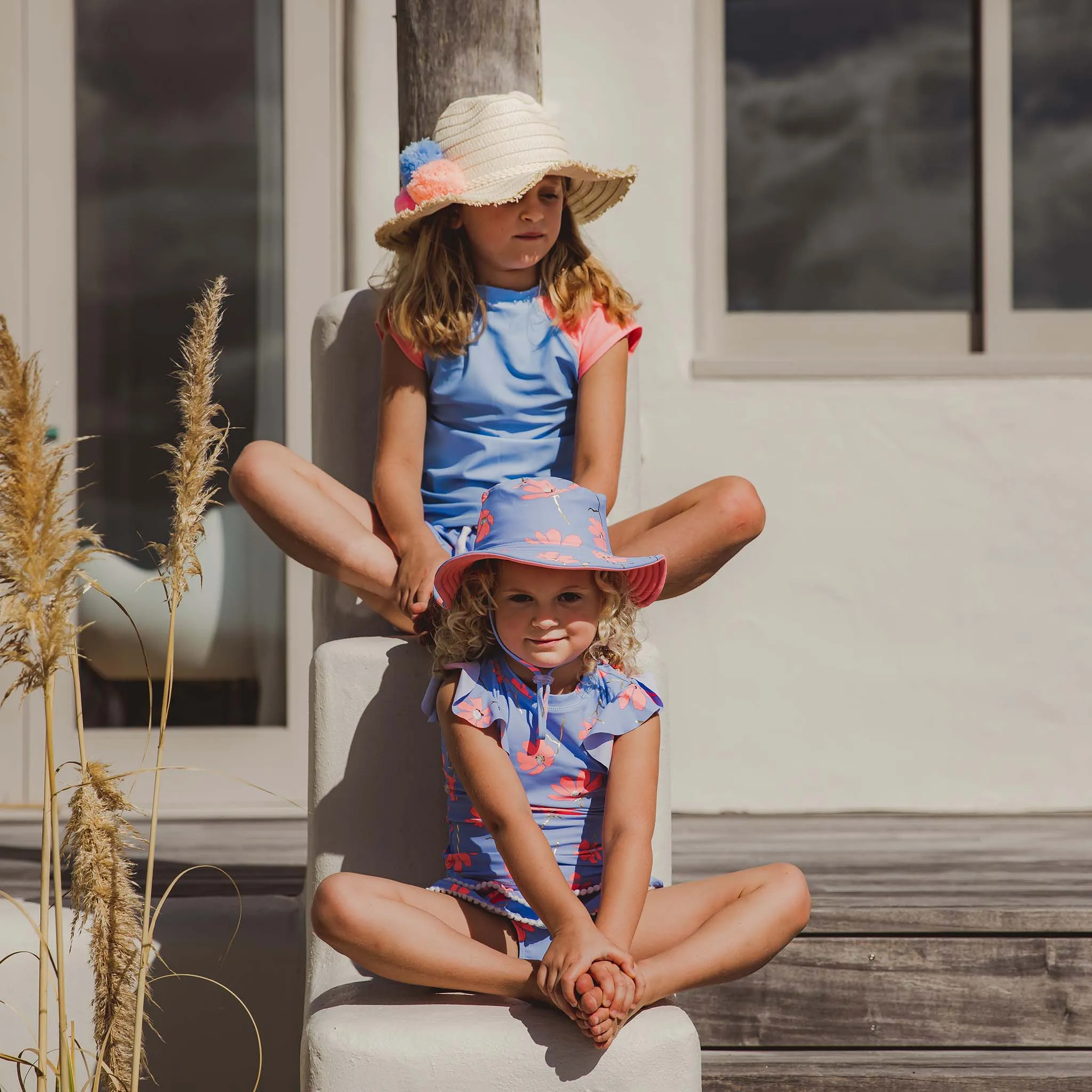 Cornflower Peach Sleeve SS Rash Top