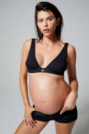 Cotton Rib Plunge Bralette - Black