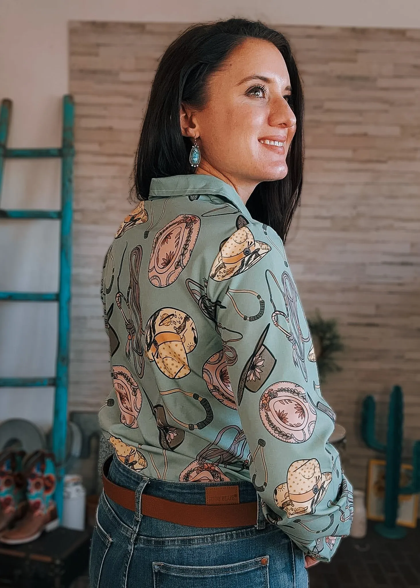 Cowgirl Bosal Long Sleeve Button Down
