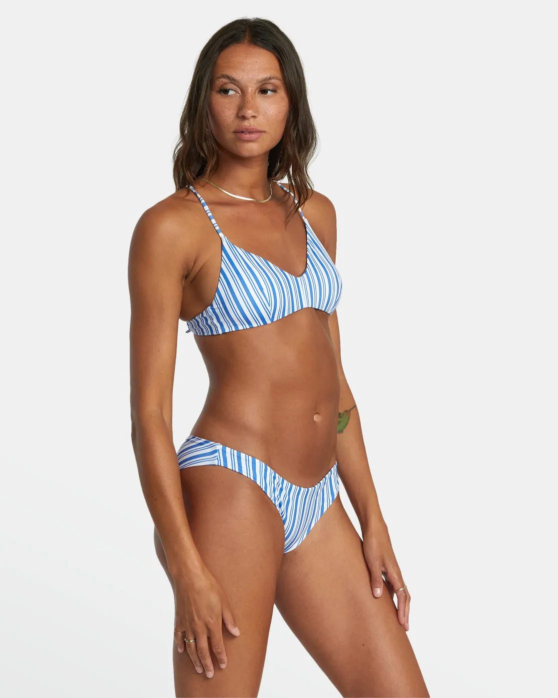 Cross Back Tie Bralette Bikini Top - Blue Yonder
