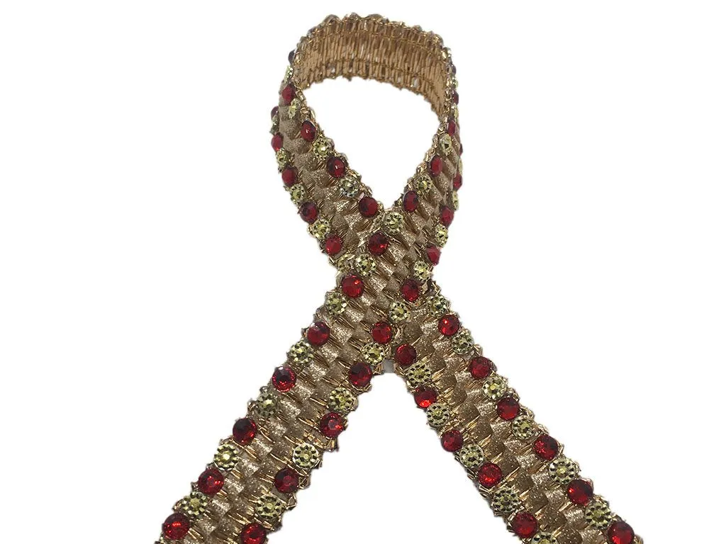 Deep Golden Red Fancy Stone Work Embroidered Border