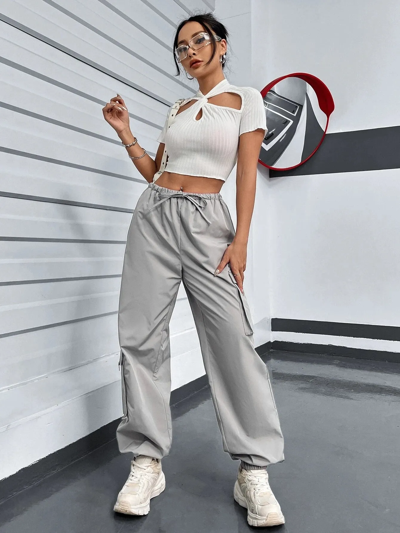 Drawstring Parachute Cargo Pant