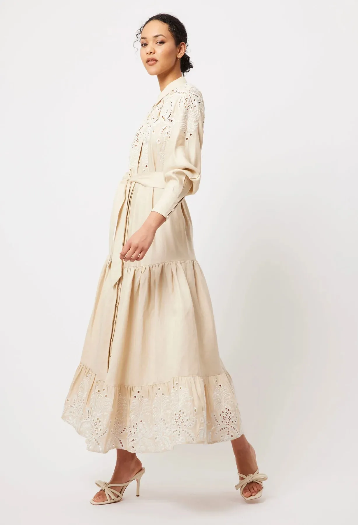 Estelle Embroidered Linen Dress