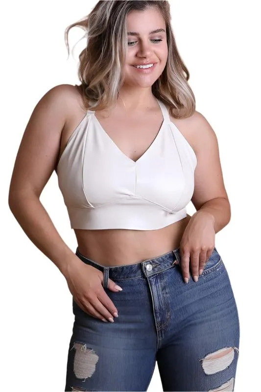 Faux Leather Longline Bralette Plus Size
