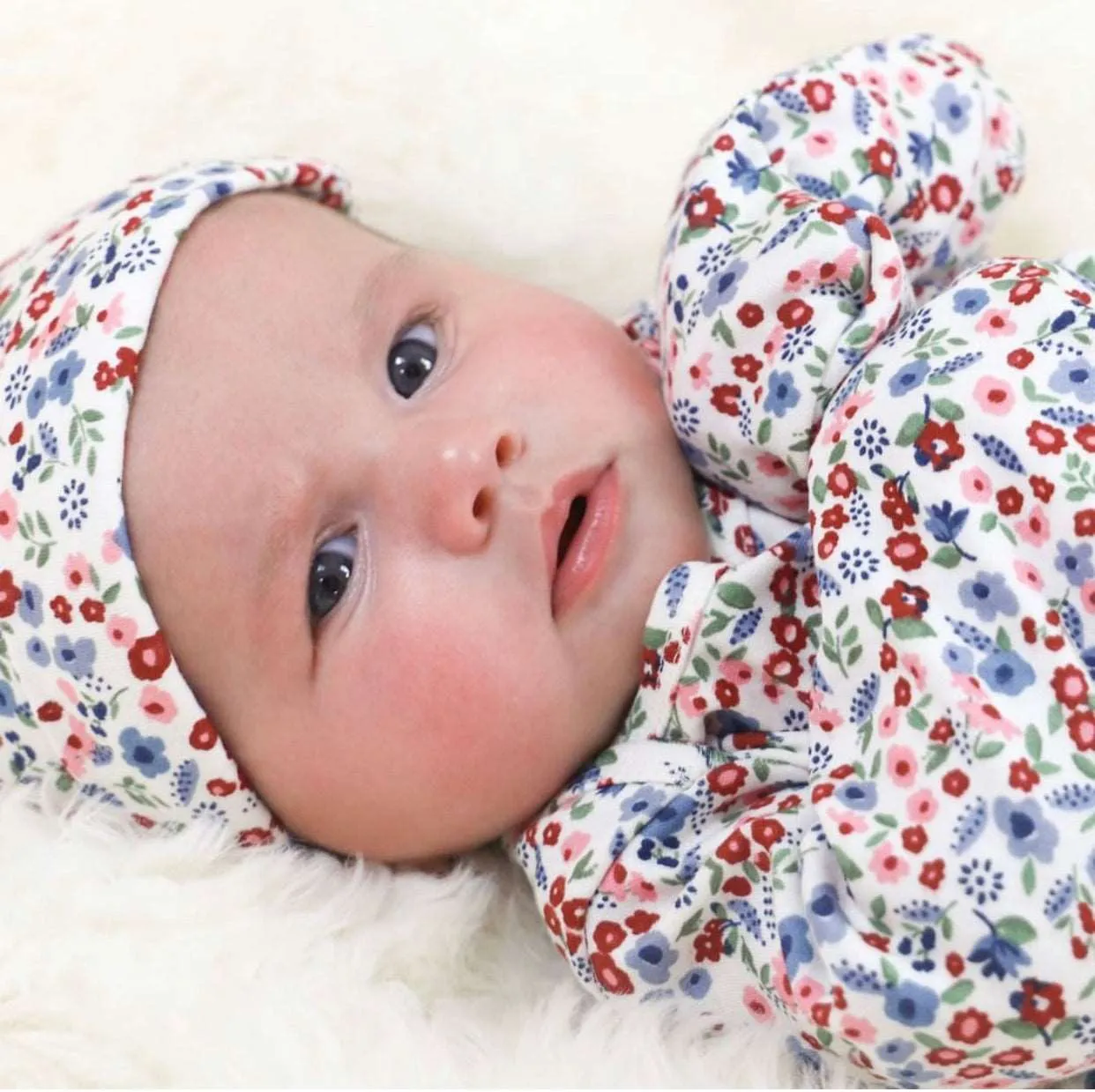 Floral Organic Cotton Gown Set