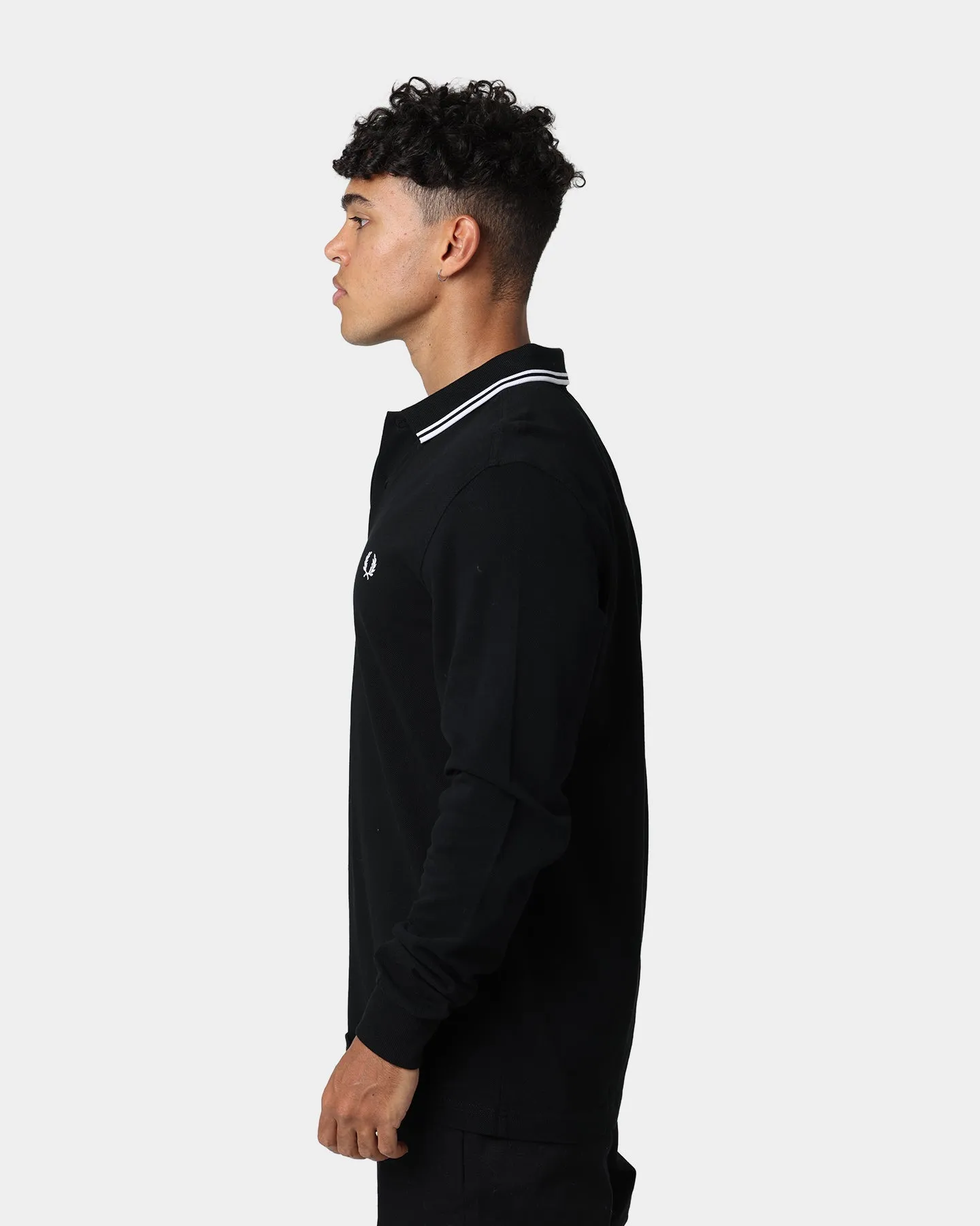 Fred Perry Long Sleeve Twin Tipped Polo Shirt Black