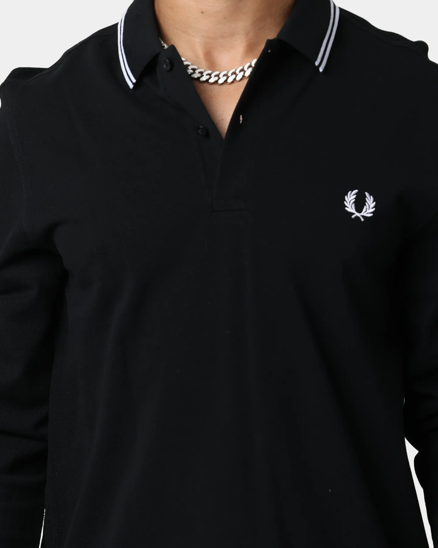 Fred Perry Long Sleeve Twin Tipped Polo Shirt Black