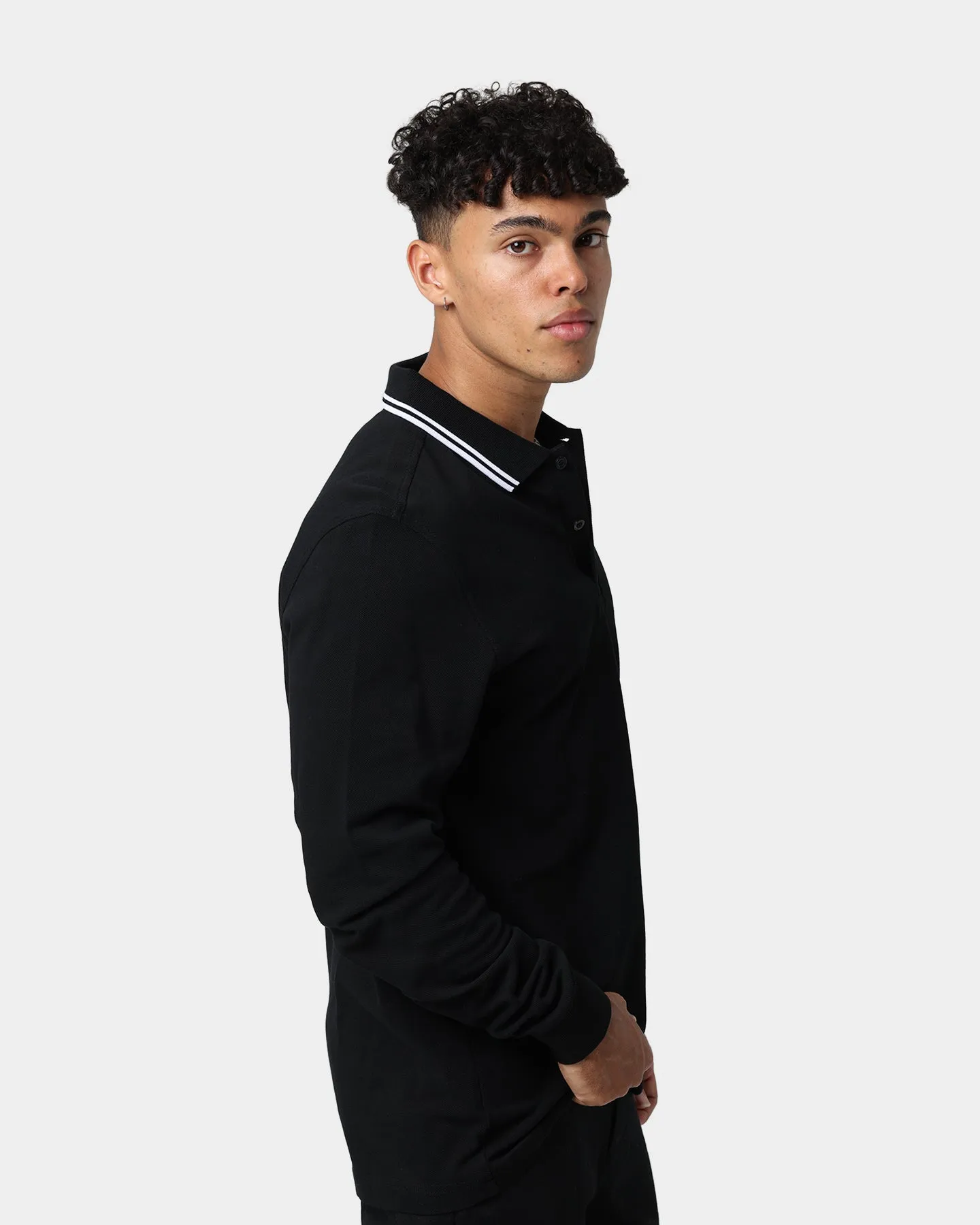 Fred Perry Long Sleeve Twin Tipped Polo Shirt Black