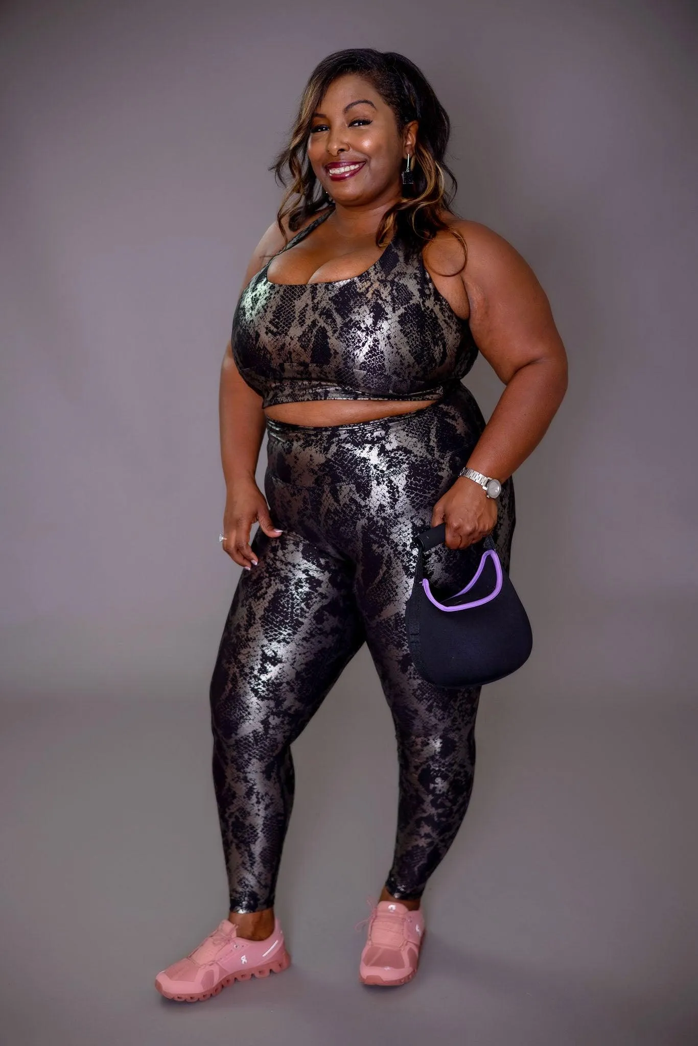 Get Me Bodied High Waist Leggings Set (Black/Silver)