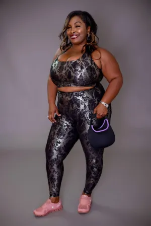 Get Me Bodied High Waist Leggings Set (Black/Silver)