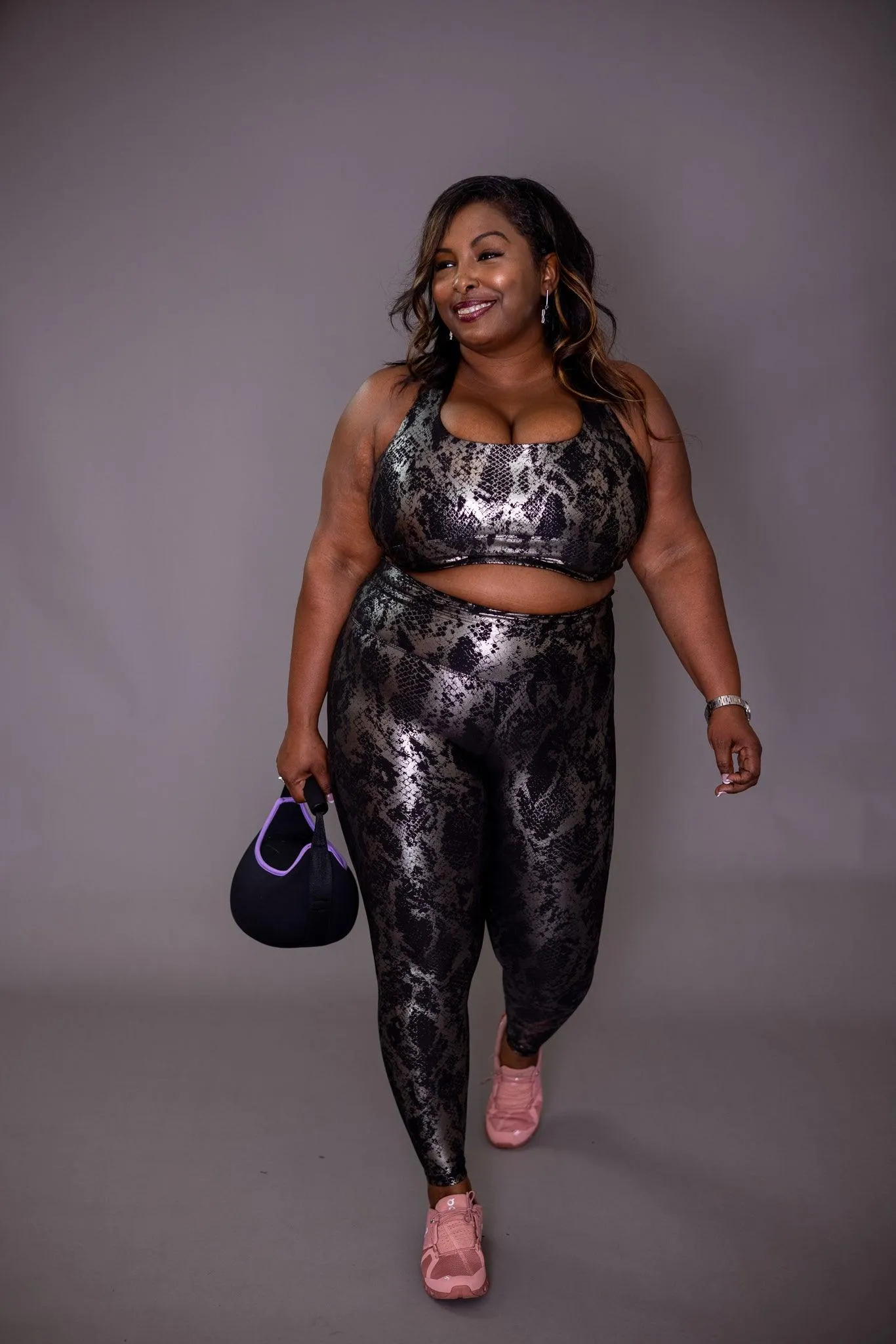 Get Me Bodied High Waist Leggings Set (Black/Silver)