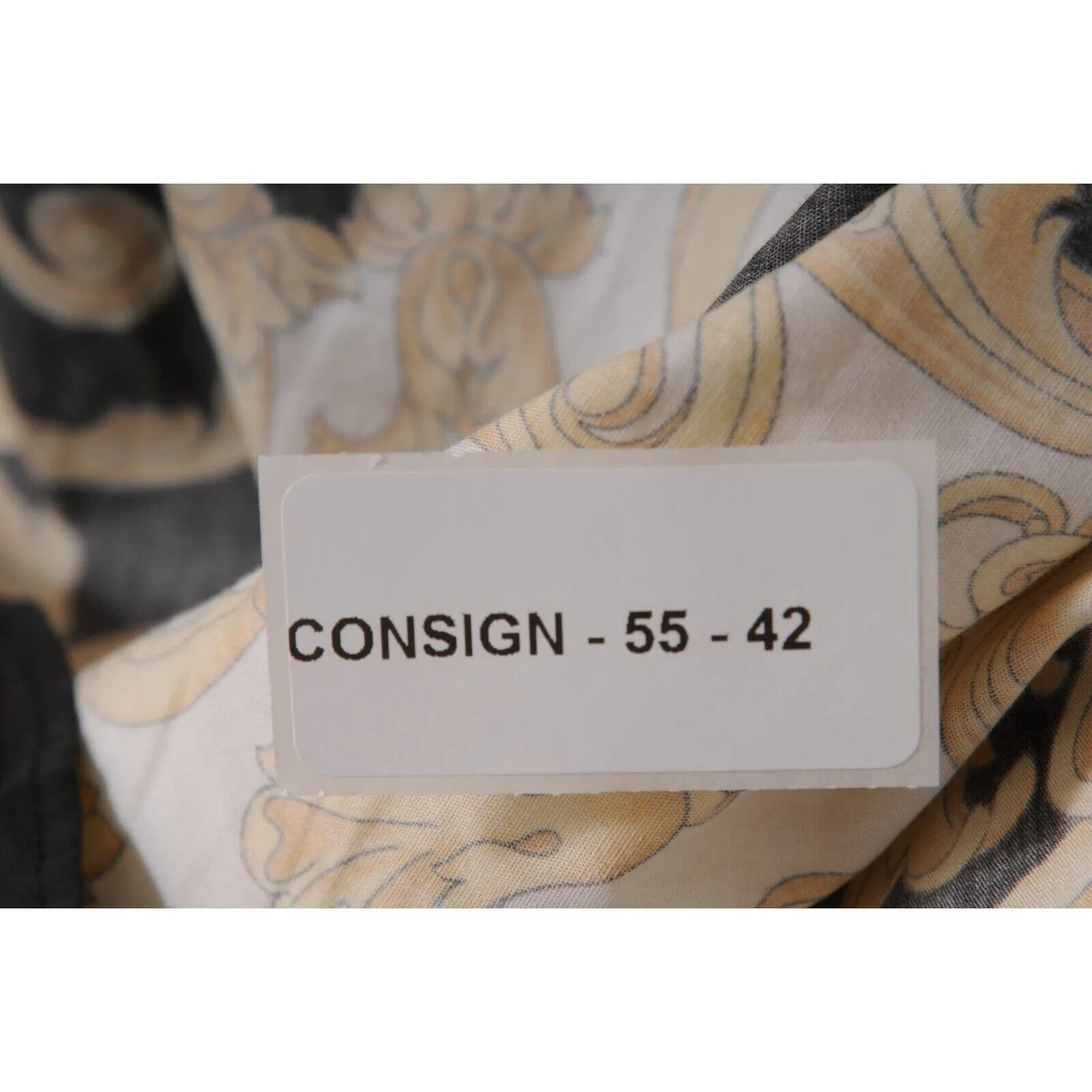 Gold Black Hibiscus Print Logo Button Down Shirt