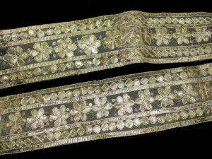 Golden Floral Gota Work Embroidered Border