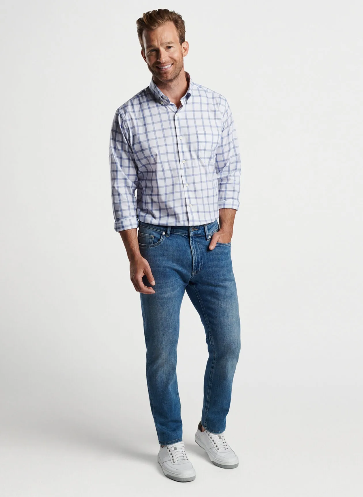 Gorham Crown Lite Cotton-Stretch Sport Shirt - White