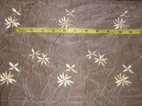 grape chocolate brown silk taffeta computerised embroidered*