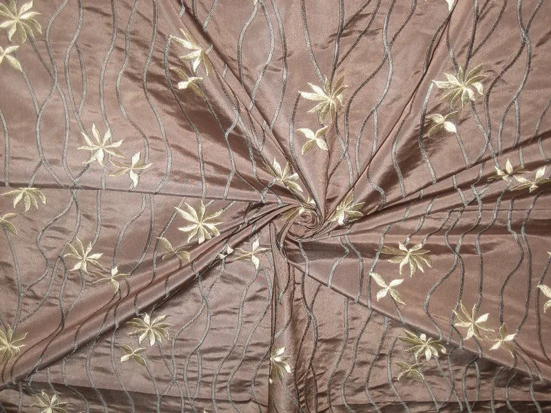 grape chocolate brown silk taffeta computerised embroidered*