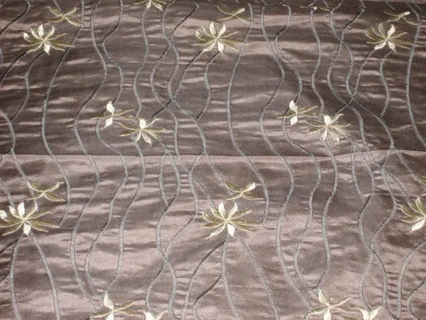 grape chocolate brown silk taffeta computerised embroidered*