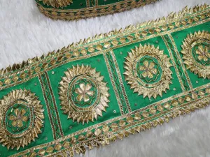 Green Geometric Gota Trim Embroidered Lace