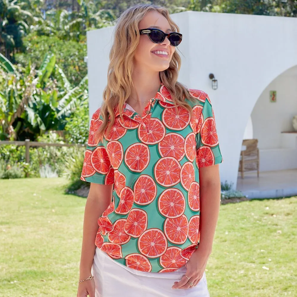 Groovy Grapefruit - Mens & Womens Golf Polo Shirts